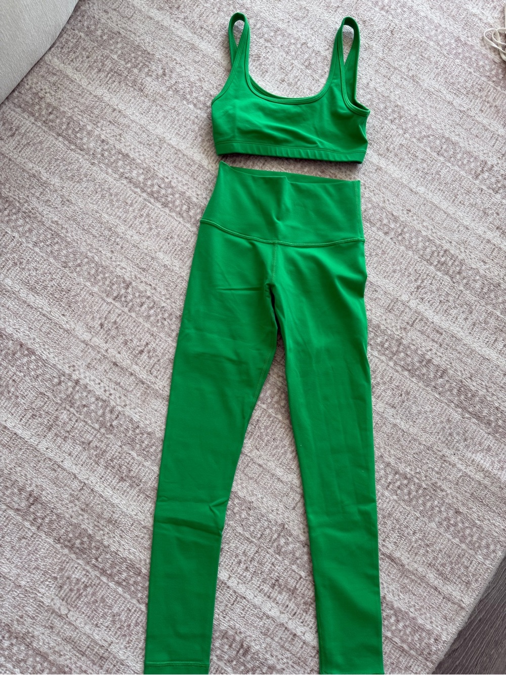 TNA Bright Green High-Waist Leggings with Matching Sports Bra